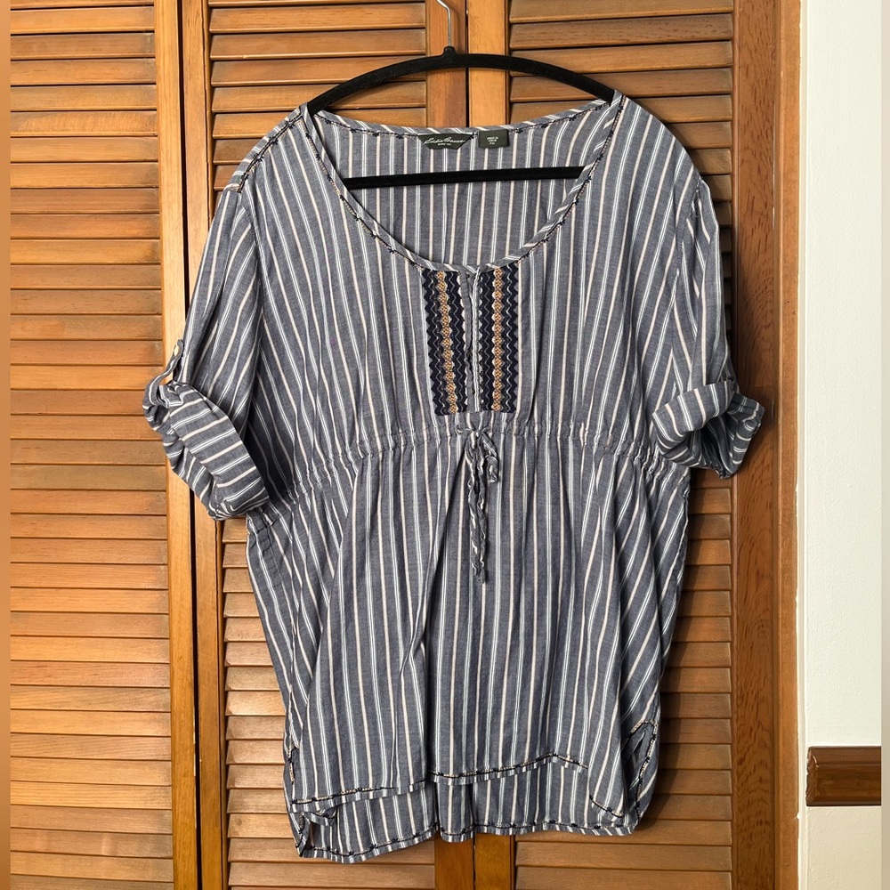 Eddie Bauer Navy Striped Blouse